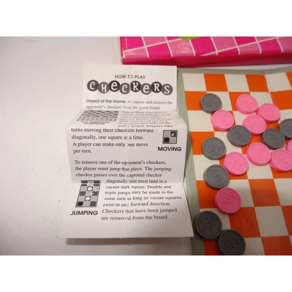 American Girl Doll Checkers Game Set Pink Grey Board Pieces 0743CTP2